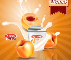 yogurt peach advertising poster vector 01