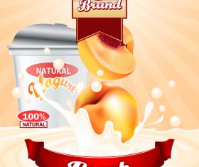 yogurt peach advertising poster vector 02