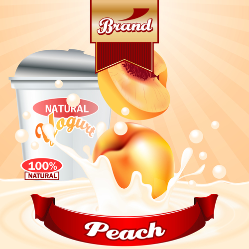 yogurt peach advertising poster vector 02