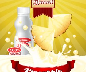 yogurt pineapple advertising poster vector
