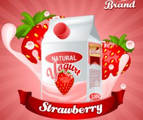 yogurt strawberry advertising poster vector 02