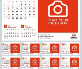 2019 Desk Calendar red vector template