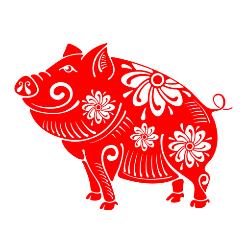 2019 Happy Chinese New Year with Pig paper cutting art vector 09