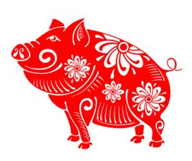 2019 paper chinese cutting Pig New Chinese Year Happy art with 2019 cutting paper