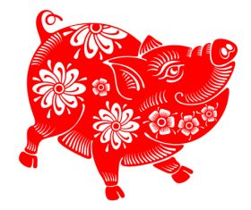 2019 Happy Chinese New Year with Pig paper cutting art vector 10