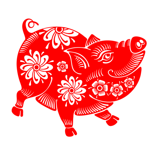 2019 Happy Chinese New Year with Pig paper cutting art vector 10