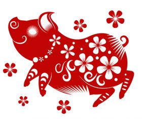 2019 Happy Chinese New Year with Pig paper cutting art vector 11