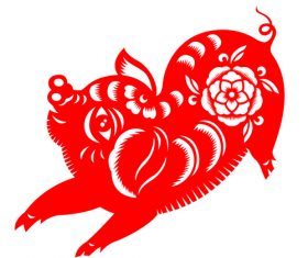 2019 Happy Chinese New Year with Pig paper cutting art vector 12