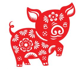 2019 Happy Chinese New Year with Pig paper cutting art vector 13