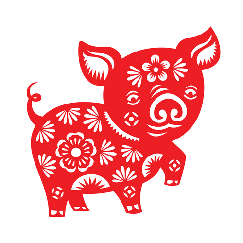 2019 Happy Chinese New Year with Pig paper cutting art vector 13