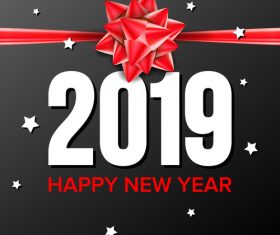 2019 New Year background with red ribbon bows vector