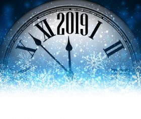 2019 new year clock background vector 01