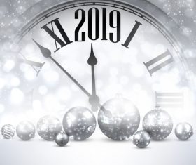 2019 new year clock background vector 02