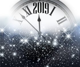 2019 new year clock background vector 03