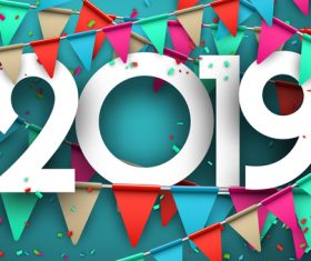 2019 new year confetti backgrounds vector