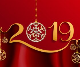 2019 new year design red vectors