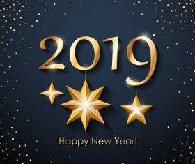 2019 new year text with stars decor vector