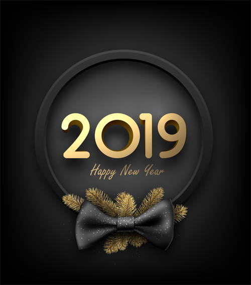 2019 new year with christmas black background vector