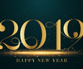 2019 text golden design with abstract background vector