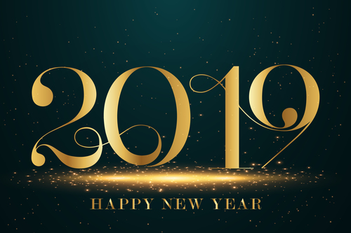 2019 text golden design with abstract background vector
