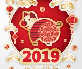 2019 the year of the pig design vector