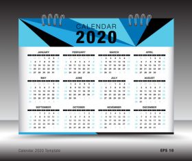 2020 Calendar template layout design vector 02