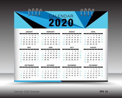 2020 Calendar template layout design vector 02