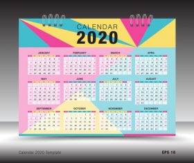2020 Calendar template layout design vector 03