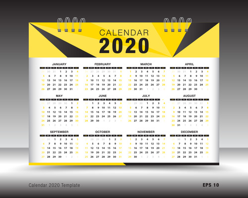 2020 Calendar template layout design vector 04