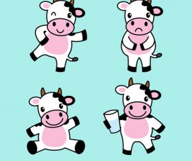 4 cartoon cows vector material