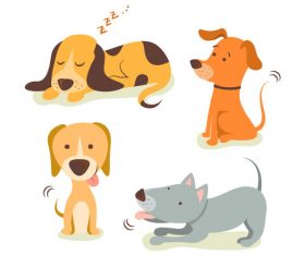 4 cartoon dogs vector material