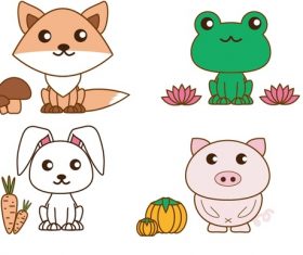 4 kinds of cartoon animals illustration vector