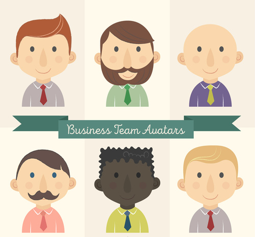 6 business team characters avatar vector