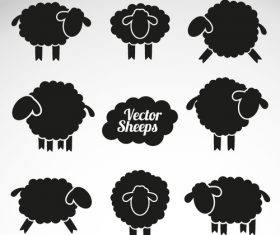 8 sheep silhouette vector material