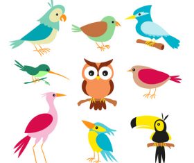 9 cartoon birds vector material