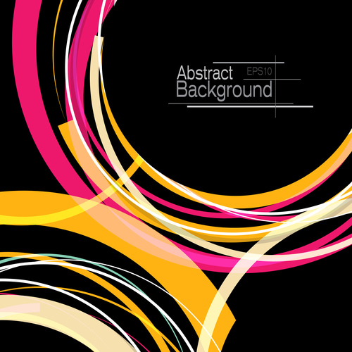 Abstract circles with black background vector 01