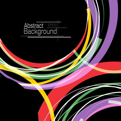 Abstract circles with black background vector 02