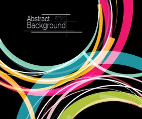 Abstract circles with black background vector 04