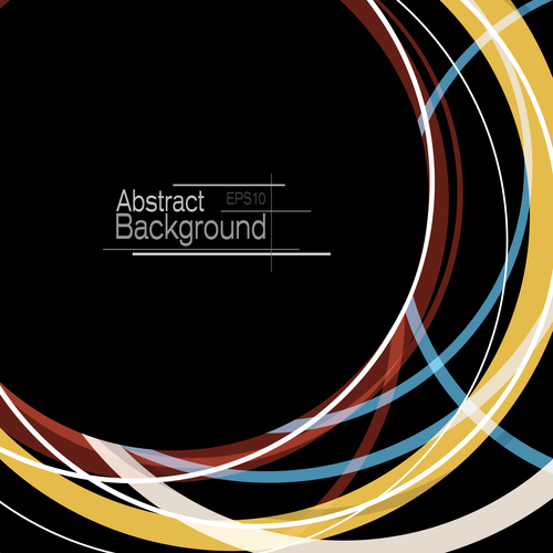 Abstract circles with black background vector 05