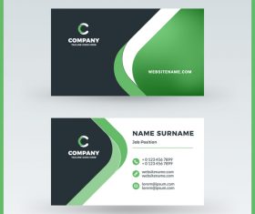 Abstract green business card template vector 01