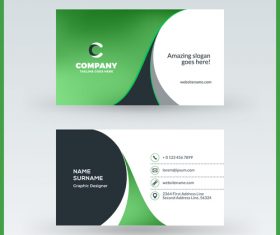 Abstract green business card template vector 02