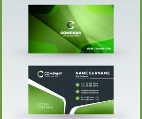 Abstract green business card template vector 03