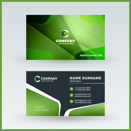 Abstract green business card template vector 03
