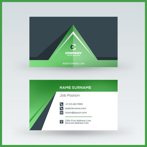 Abstract green business card template vector 04