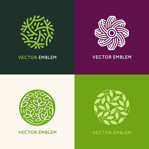Abstract green logo design vector material