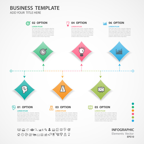 Abstract infographics number options template vector 01