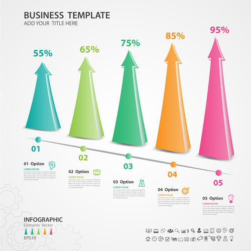 Abstract infographics number options template vector 04