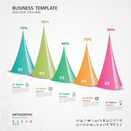 Abstract infographics number options template vector 06