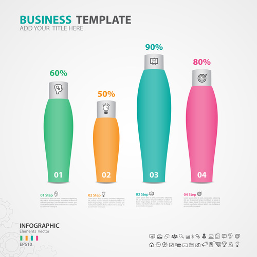 Abstract infographics number options template vector 09