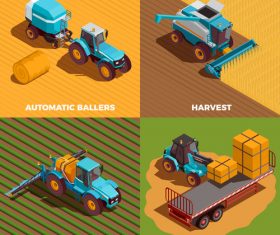 Agricultural machines isometric vector